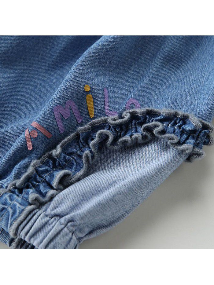 Amila children's printed shorts summer girls' exotic flower bud Pants Girls' wide leg shorts 