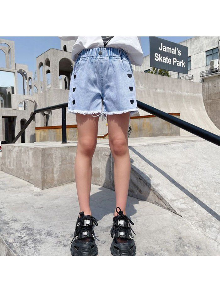 Girls' summer wear  new pants middle school children's summer fashion net red girl's foreign style summer Jeans Shorts 