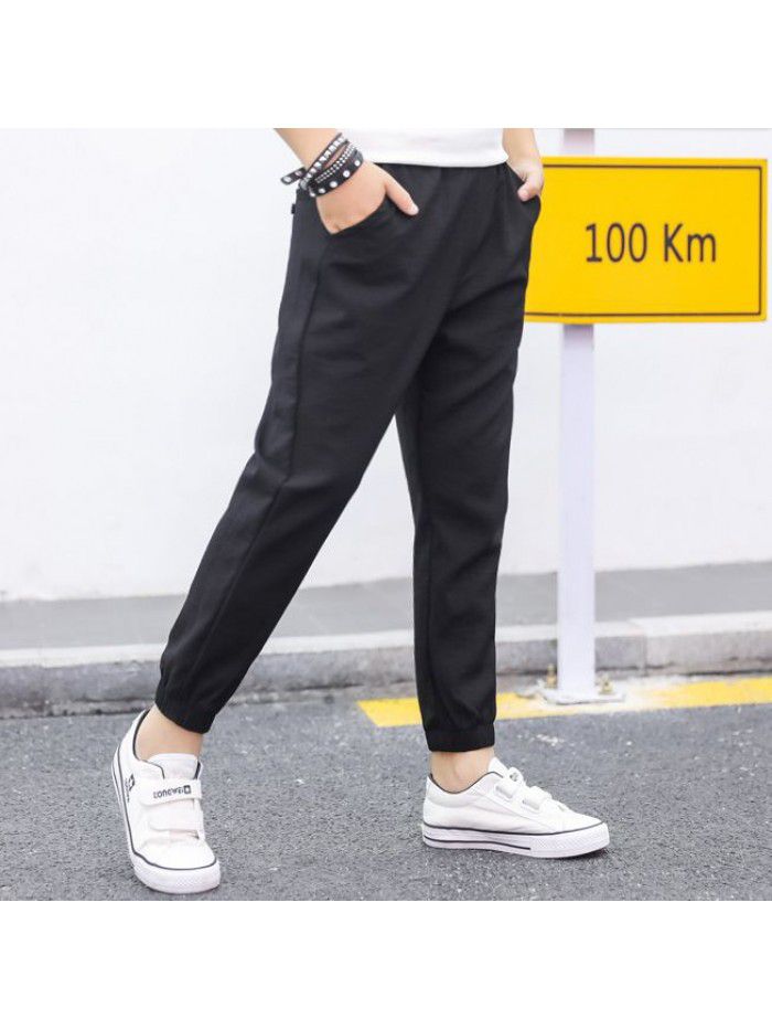 Manufacturers wholesale  boys' Capris summer thin pants children's anti mosquito pants middle and large children's leisure sports pants 