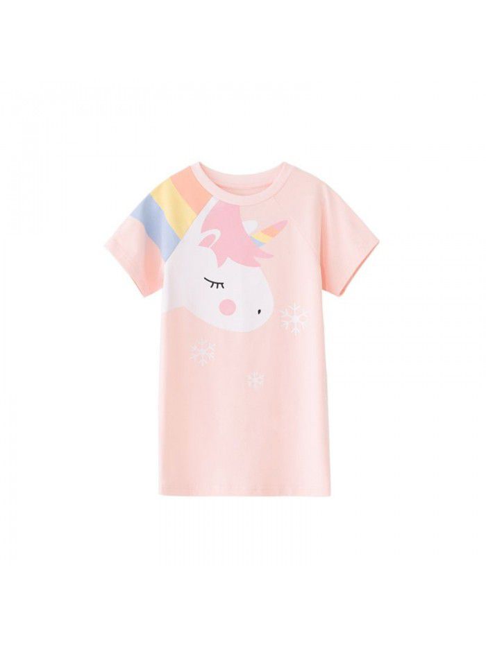 A new summer  children's T-shirt skirt cotton printed girl's dress 