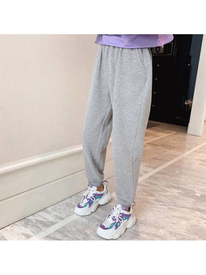 Girls' pants  spring new Chinese and female college children's foreign style leisure pants pants pants spring pants children's sports pants 