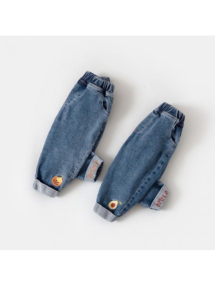 Baby girl jeans spring new 1-3 years old 2 baby clothes girl foreign style spring and autumn children's spring pants girl 