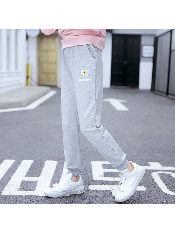 Girls' sports pants spring and autumn  new versatile girls' loose cotton casual pants children's pants 