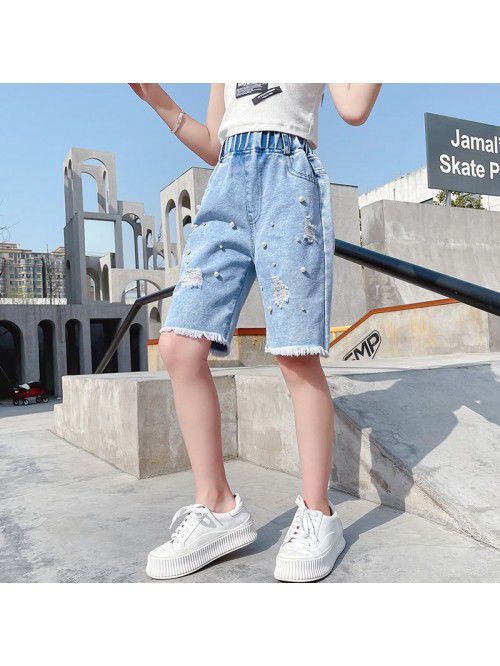 Girls' jeans  summer new pants pants breeches...
