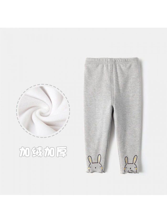 Girls' underpants autumn winter  new children's middle waist thickened plush cartoon underpants children's pants 