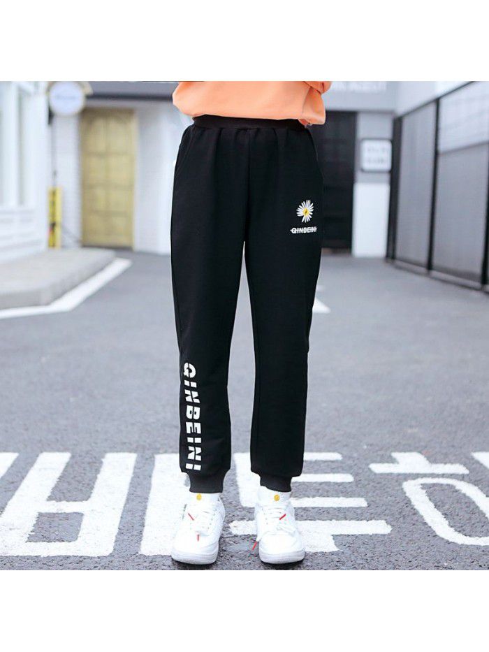 Girls' sports pants spring and autumn  new versatile girls' loose cotton casual pants children's pants 