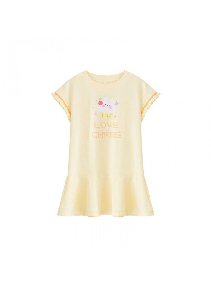 Girls' cotton dress Korean children's dress one hair generation baby summer  new children's printed skirt 