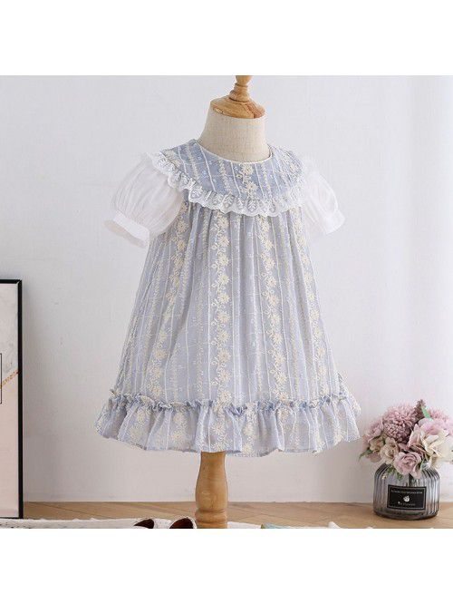  summer new round neck short sleeve loose skirt ch...