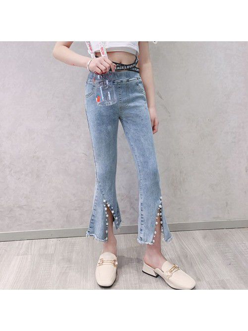 Girls' jeans flared pants spring and autumn  ...