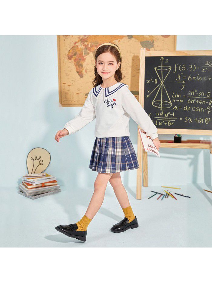 Cicie children's wear one ready to go girl's sweater  spring children's College skirt suit 