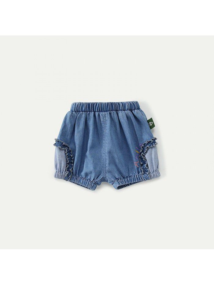 Amila children's printed shorts summer girls' exotic flower bud Pants Girls' wide leg shorts 