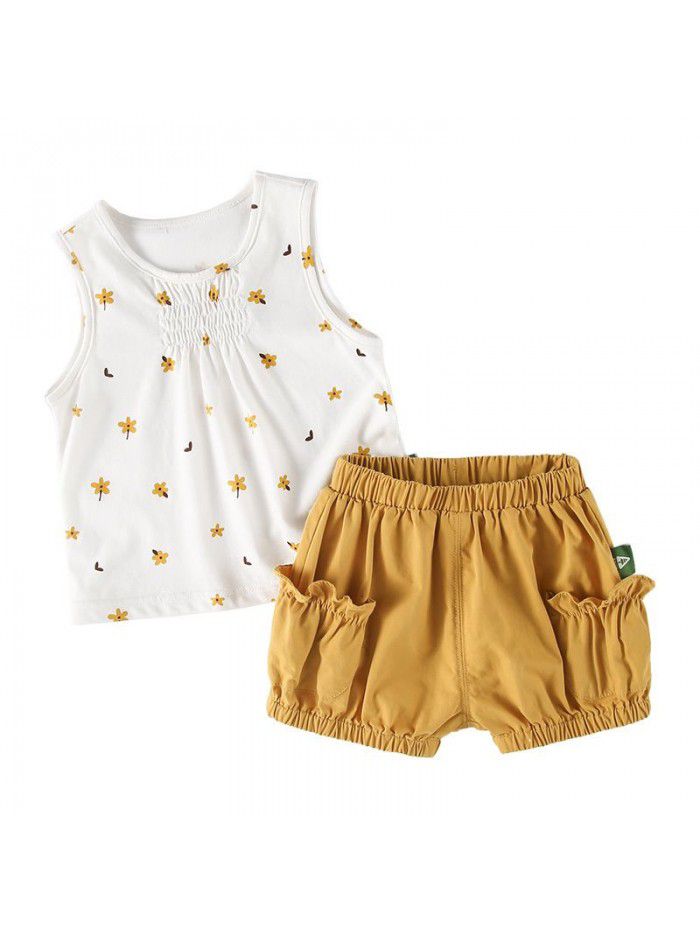 Amila Amila children's wear girls' Leisure Sports vest two piece suit summer wear new style foreign style children's shorts 