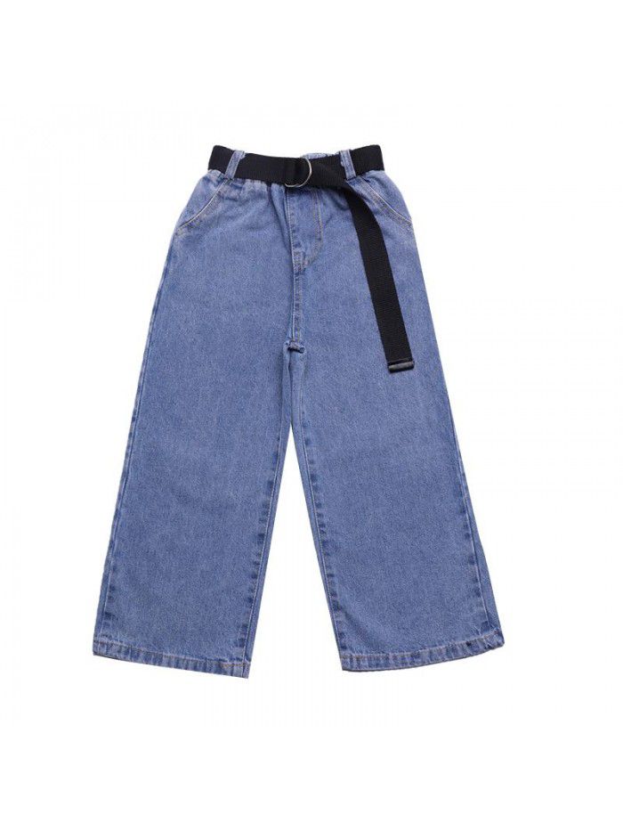 Girls' jeans wide leg pants Korean version  new Zhongda children's spring and autumn wear loose casual pants children's pants 