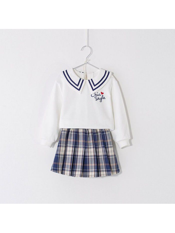 Cicie children's wear one ready to go girl's sweater  spring children's College skirt suit 