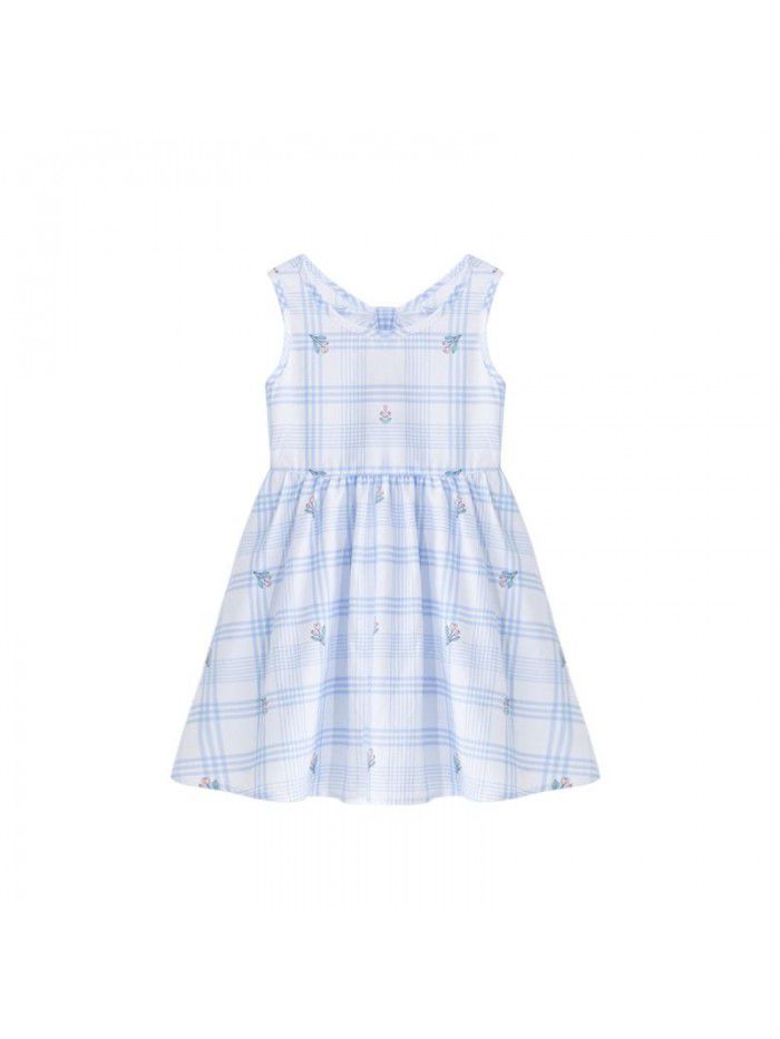 Girls' Printed Dress Korean children's wear one hair generation baby summer  new children's Plaid Skirt 