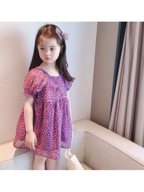 Children's floral skirt girl's net red d...