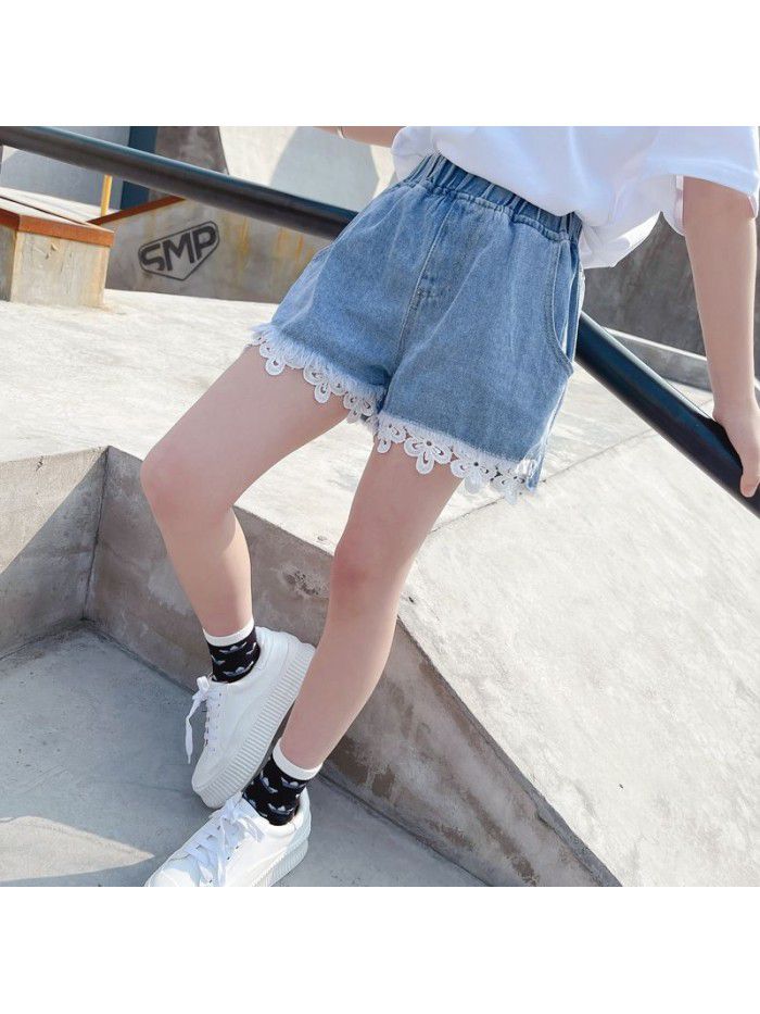 Girls' jeans summer thin  new fashion baby foreign style children's shorts 