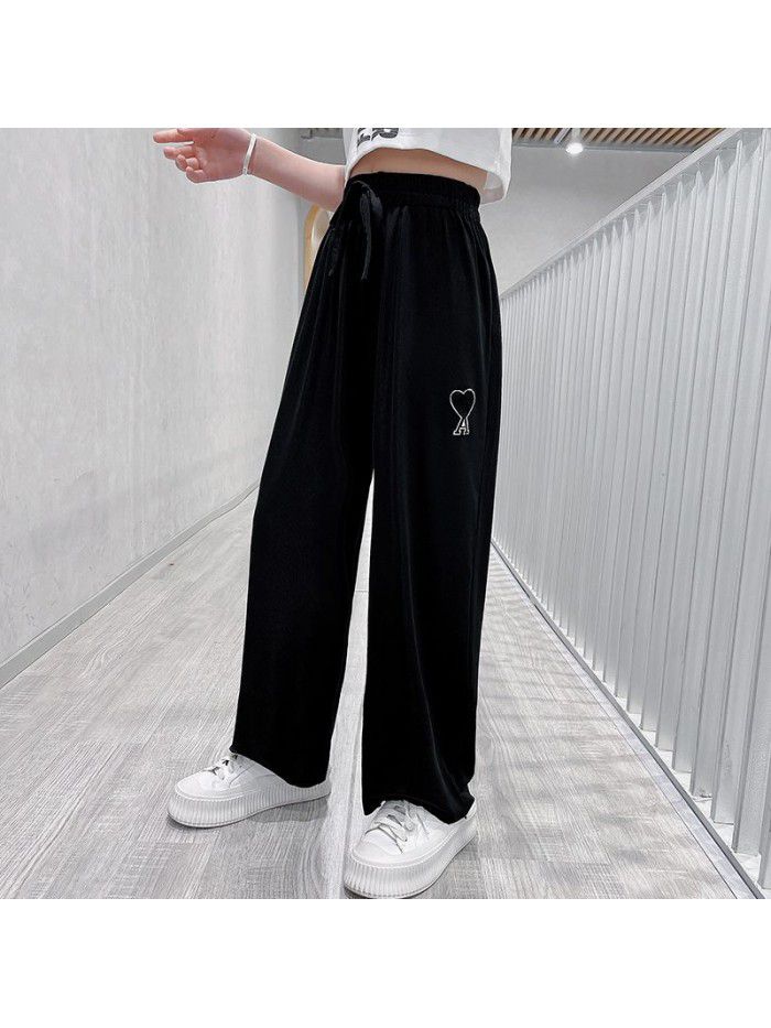 Girls' summer wear thin ice silk wide leg pant 