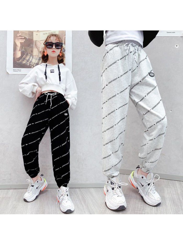 Girls' pants spring and autumn  new style children's casual sports pants 