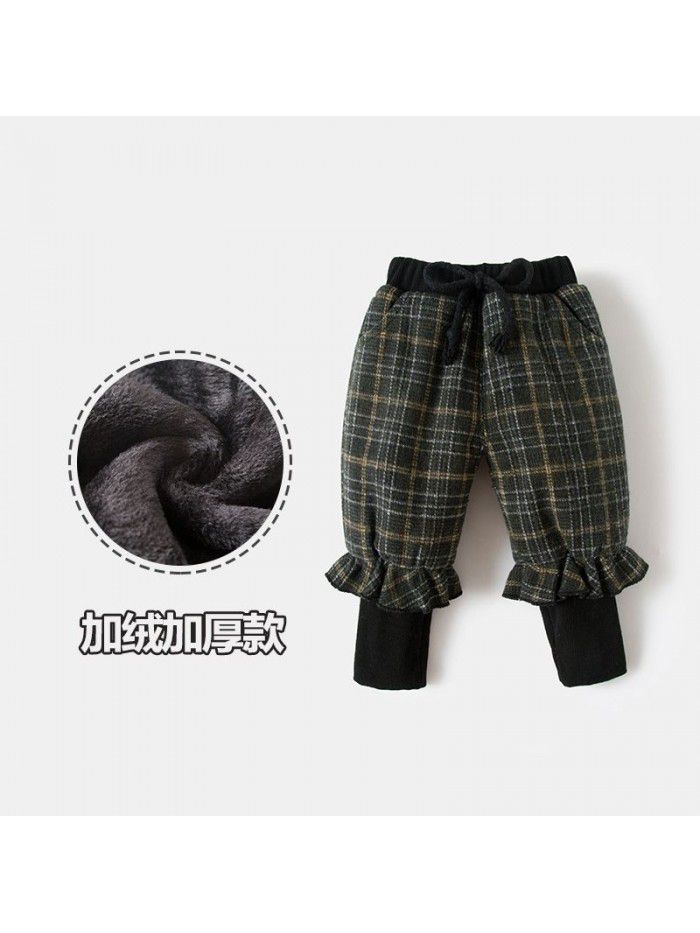 Children's Plush Pants Girls'  new autumn and winter wear children's wear winter pants 3 years old 