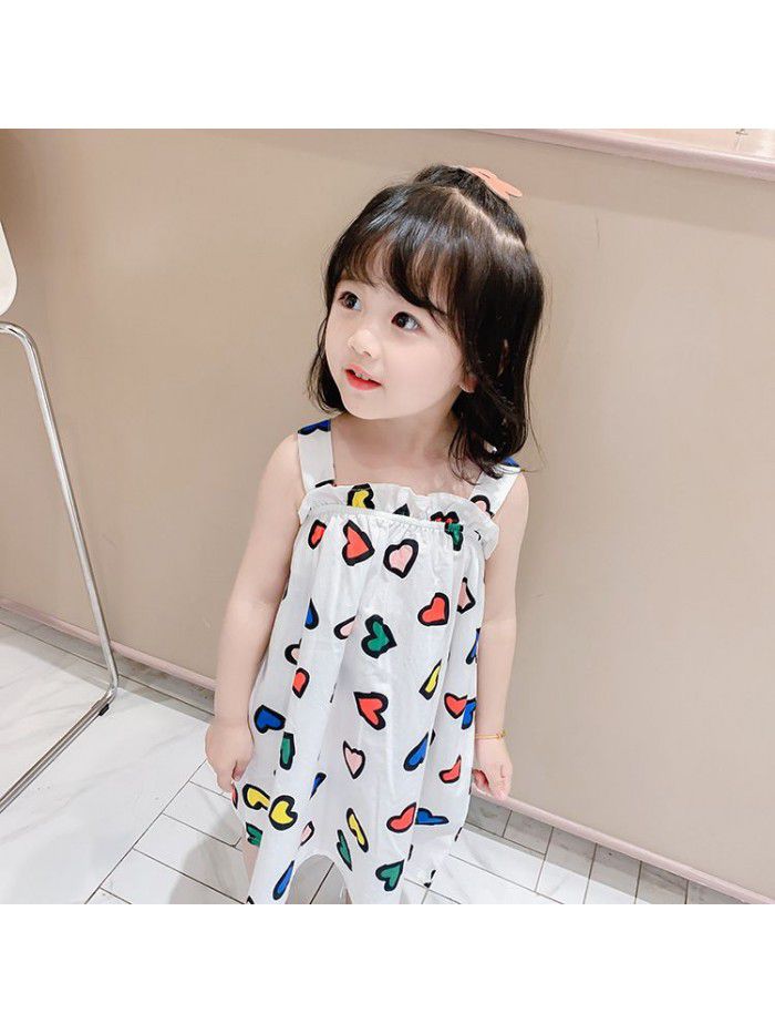 15.9 yuan! Children's wear spring and summer new crayon graffiti full print suspender dress girl's princess skirt 