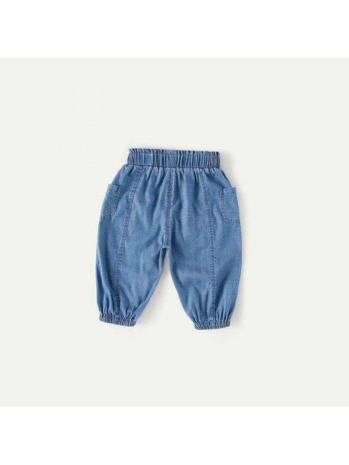 Amila  summer thin children's jeans legged pants baby girl elastic casual pants 0-5 years old 