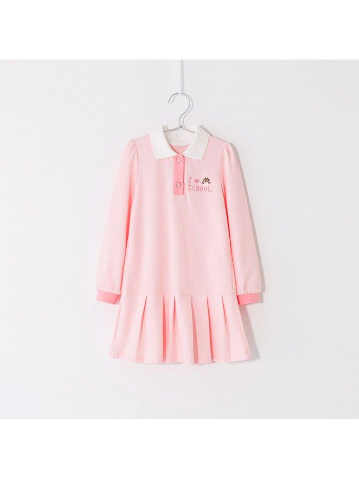 Girls' cotton dress Korean children's dress one hair generation baby spring  new children's embroidered skirt 