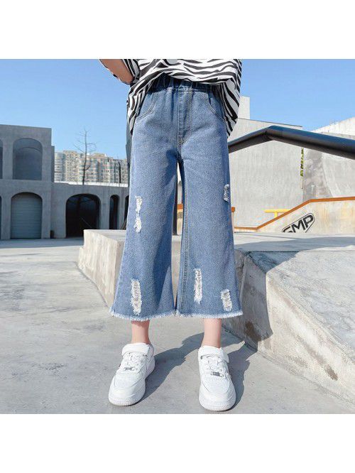 Girl's wide leg pants spring and summer  loos...