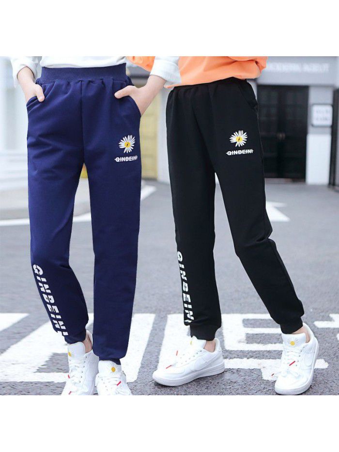 Girls' sports pants spring and autumn  new versatile girls' loose cotton casual pants children's pants 