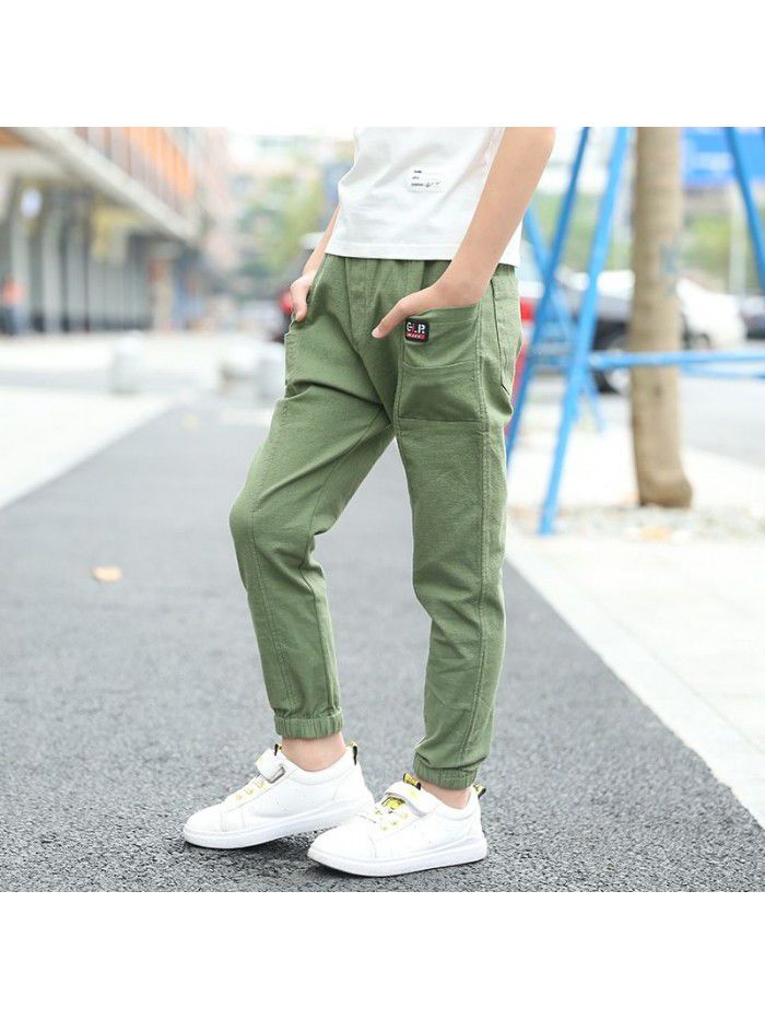 Boys' Capris  Summer Boys' anti mosquito trousers Imitation cotton and hemp leisure trousers wholesale 