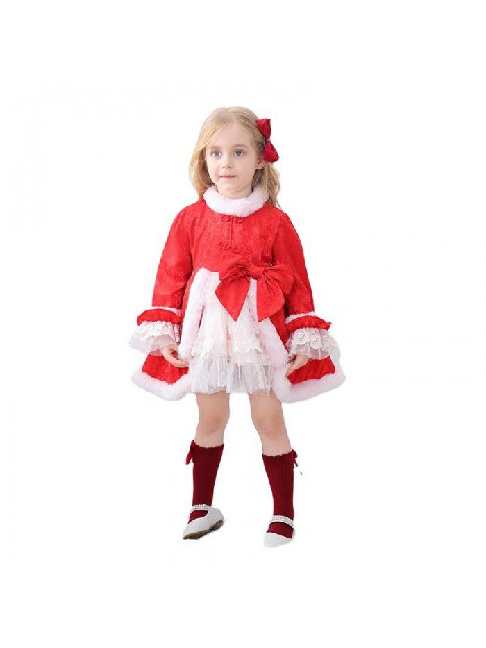 spring European and American children's clothing Lolita girls' poncho skirt Lolita Dress children's long sleeve dress 