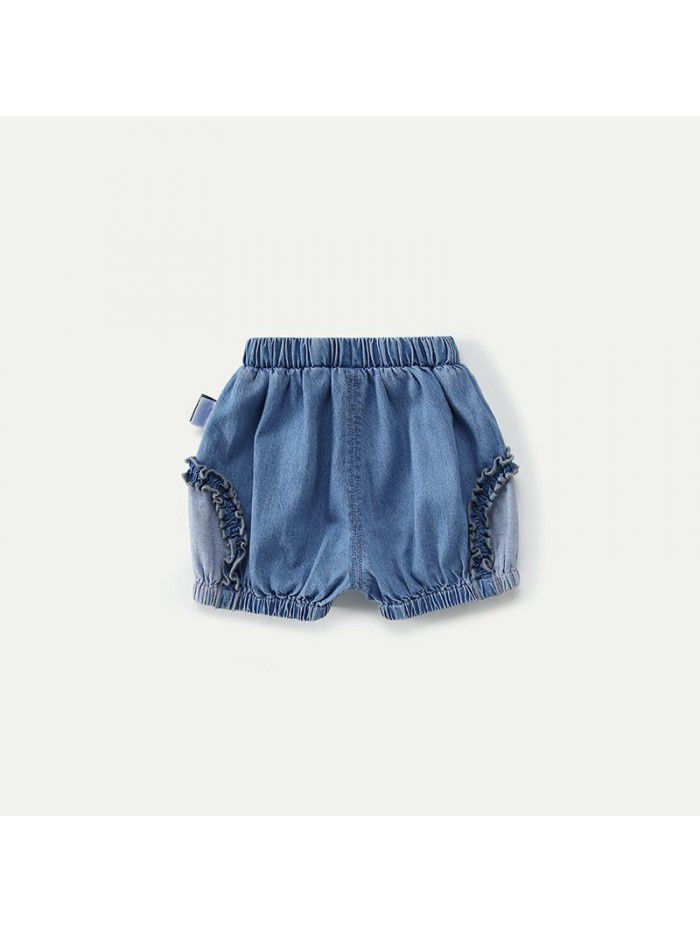 Amila children's printed shorts summer girls' exotic flower bud Pants Girls' wide leg shorts 