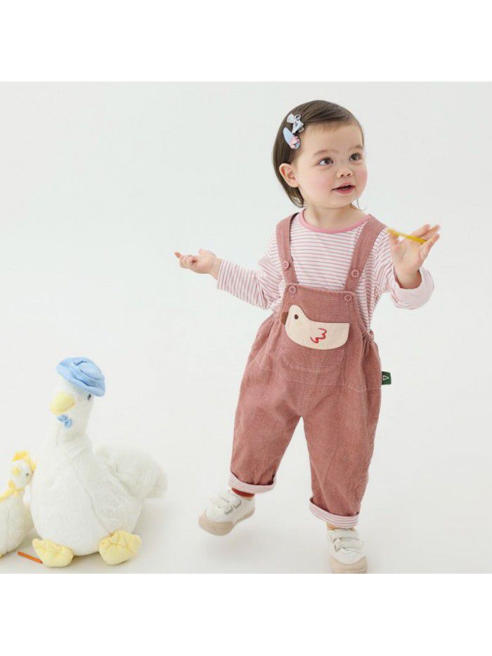 Amila children's  spring new baby girls' soft and lovely suspenders T-shirt girls' suit 