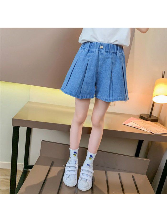 Girls' jeans skirt  new summer fashion children wear thin Jeans Skirt girls' Korean shorts 
