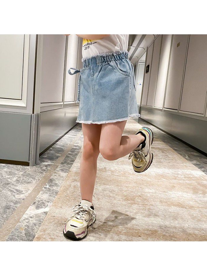 Girls' denim shorts children's summer wear jeans skirt summer vacation 2 pieces denim skirt  new hot pants fashion 