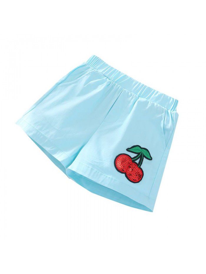 Girls' shorts summer new Korean version Chinese big children's candy color shorts middle waist beach pants 