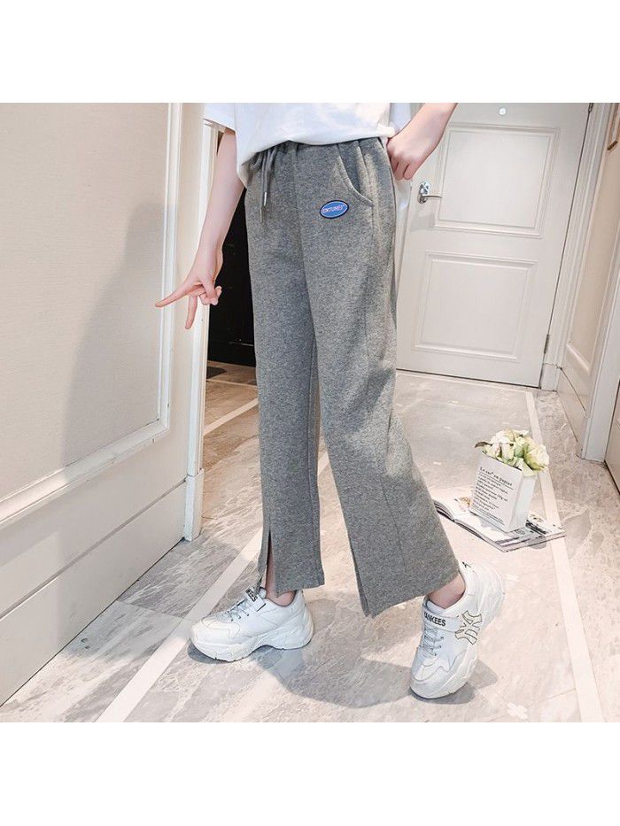 Girls' pants spring and autumn wear foreign style loose pants  new children's sports pants spring wide leg pants 