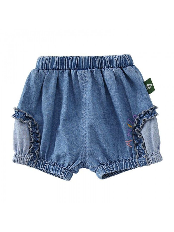 Amila children's printed shorts summer girls' exotic flower bud Pants Girls' wide leg shorts 