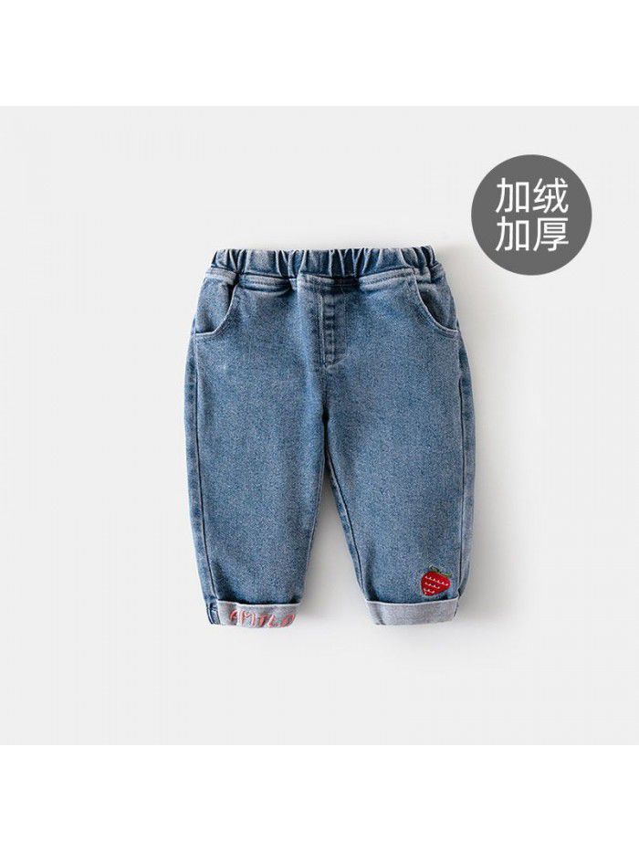 Baby girl jeans spring new 1-3 years old 2 baby clothes girl foreign style spring and autumn children's spring pants girl 