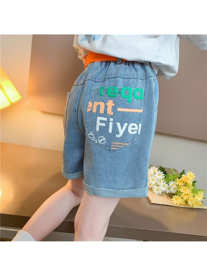 Girls' jeans short pants  new style foreign style summer clothes 