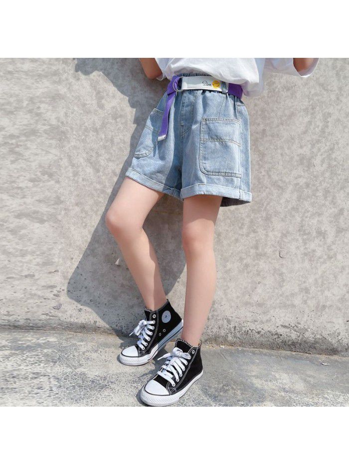 Fashion girl's shorts  new foreign style middle school children's hot pants thin children's pants jeans summer wear 