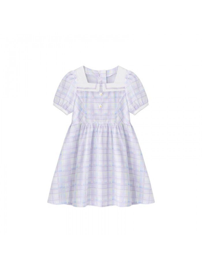 A new hair generation children's dress, summer  children's skirt, plaid girl's dress 