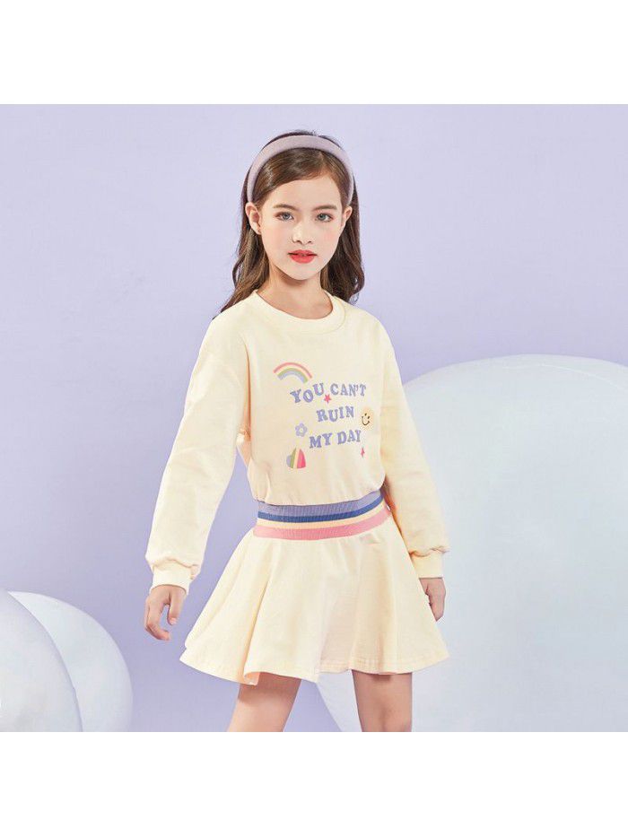 A new hair generation children's dress for spring  children's skirt Korean printed girl's dress 