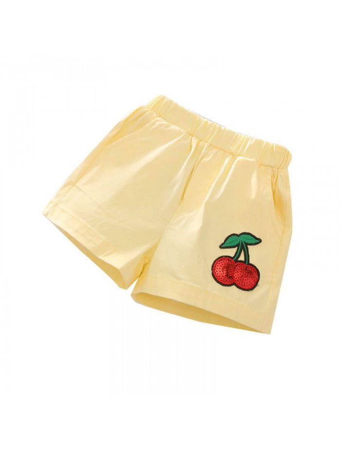 Girls' shorts summer new Korean version Chinese big children's candy color shorts middle waist beach pants 