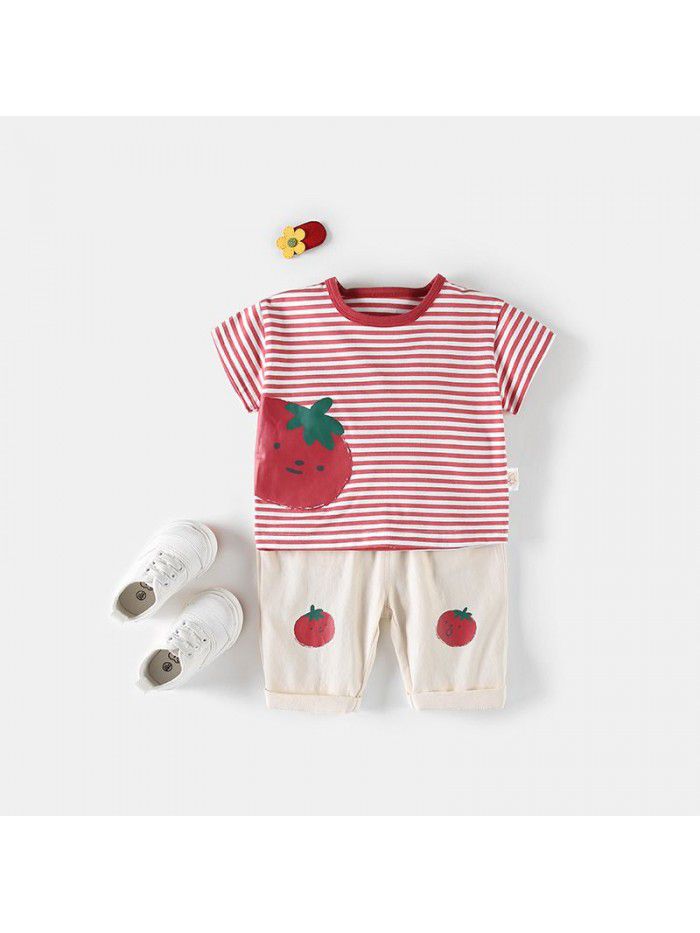 Amila girls' short sleeve suit  new children's casual clothes 