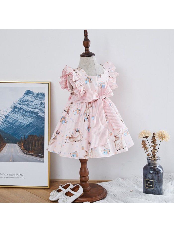  summer new floral girls' dress children's sleeveless princess skirt children's printed skirt 