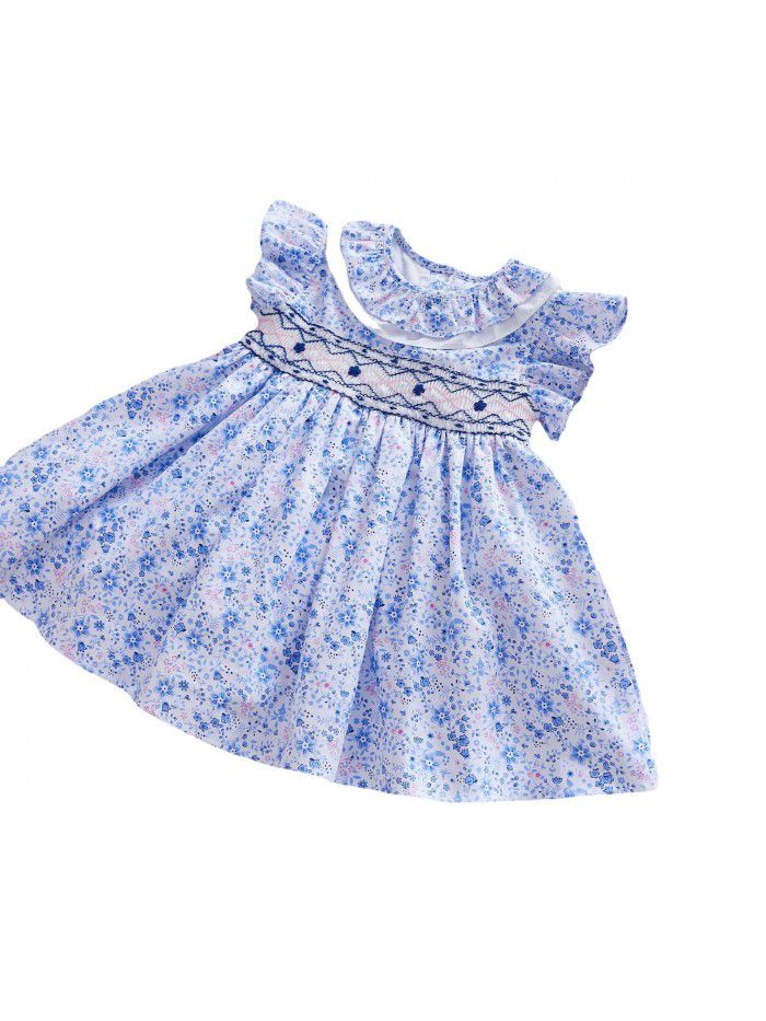 Girls' floral dress children's flying sleeve princess skirt 