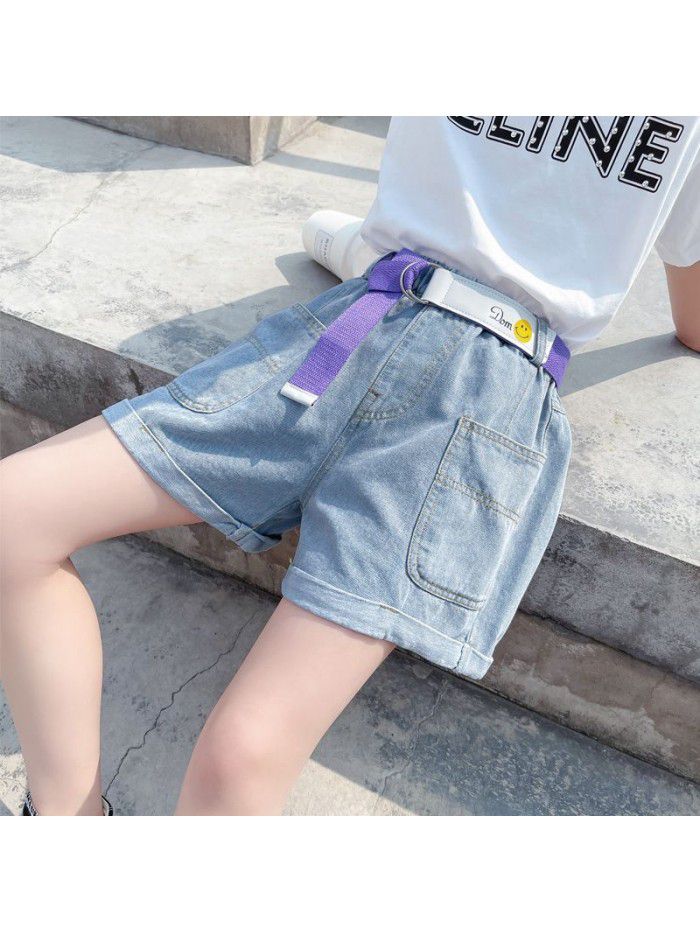 Fashion girl's shorts  new foreign style middle school children's hot pants thin children's pants jeans summer wear 