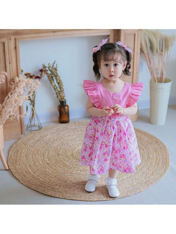 Flying sleeve Princess Dress European and American girl's sleeveless dress children's lovely Spanish children's skirt  summer 