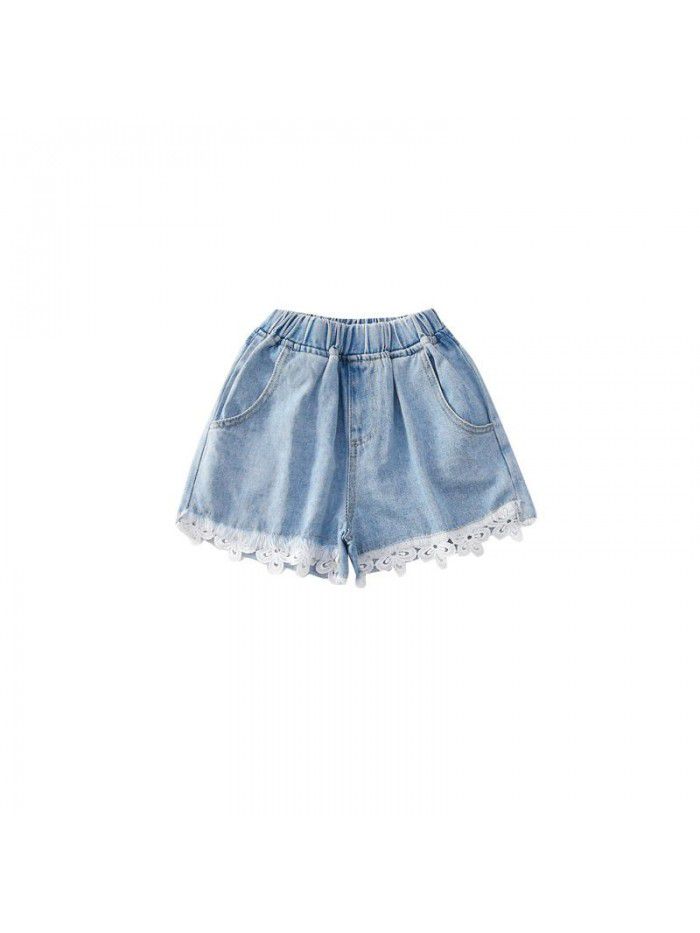 Girls' jeans summer thin  new fashion baby foreign style children's shorts 